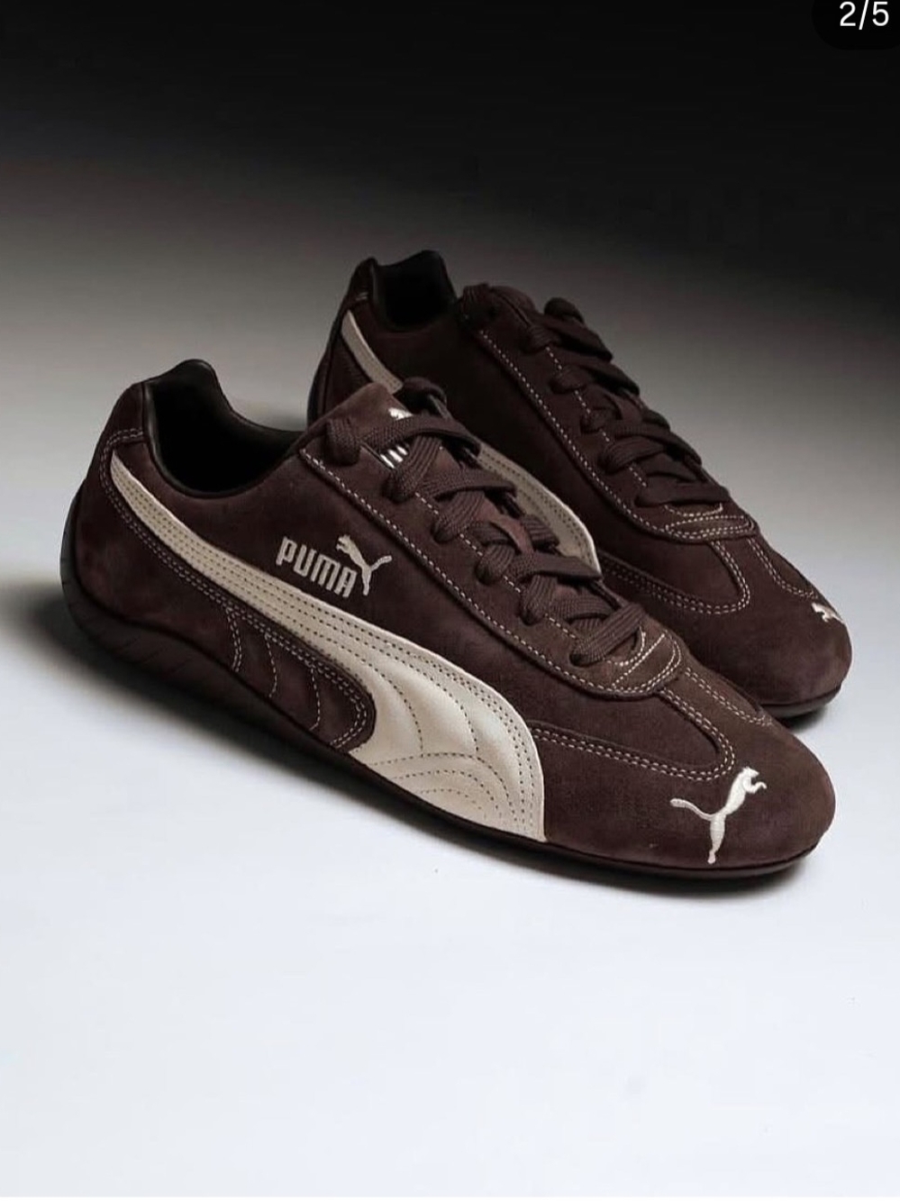 Puma Speedcat Women's Suede Classic Trainer in Dark Brown and Cream. Sz 8